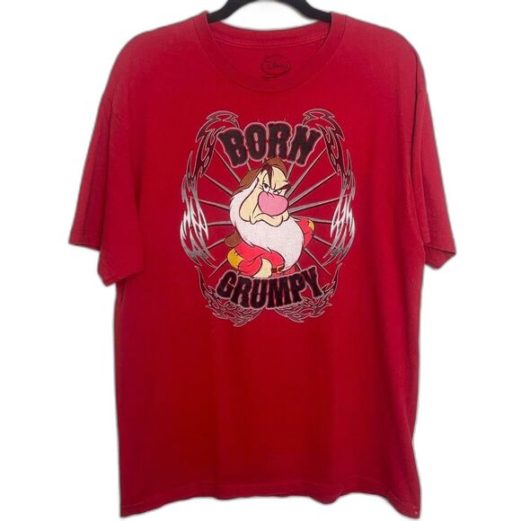 Disney “Born Grumpy” Red Tshirt 100% Cotton Tee XL - Picture 1 of 6
